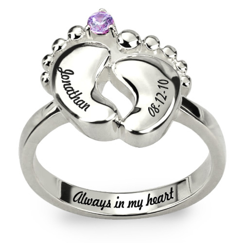 Engraved baby feet ring product image