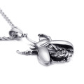 Silver scarab beetle necklace product view