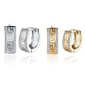 Diamond Greek Key Hoop Earring Diamond Greek Key Hoop Earring with diamond detailing on both sides