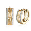 Diamond Greek Key Hoop Earring Diamond Greek Key Hoop Earring with diamond detailing on both sides