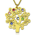Engraved Family Tree Necklace with Birthstones Personalised engraved family tree necklace with birthstones