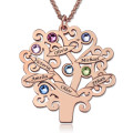 Engraved Family Tree Necklace with Birthstones Personalised engraved family tree necklace with birthstones