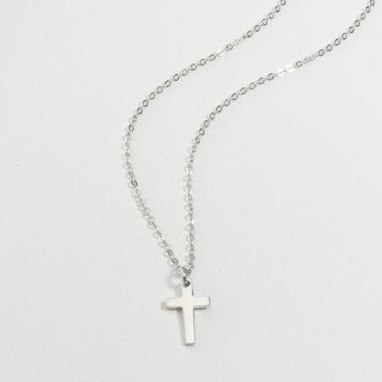 Mini Silver Cross Charm Necklace Mini Silver Cross Charm Necklace