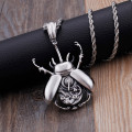 Silver scarab beetle necklace product view