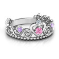 Personalised Princess Charming Tiara Ring with crown-inspired band