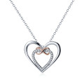 Sterling silver double heart infinity diamond pendant necklace