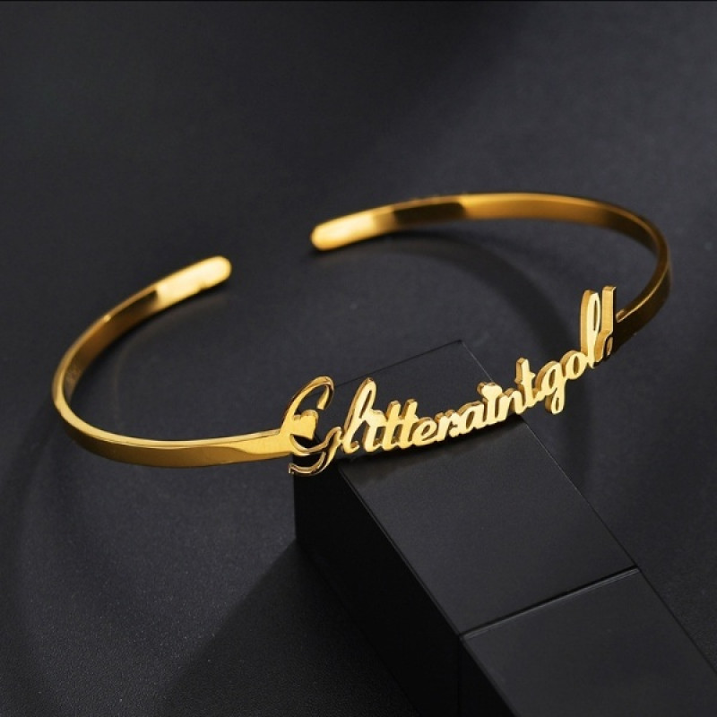 Personalised sterling silver name bangle bracelet