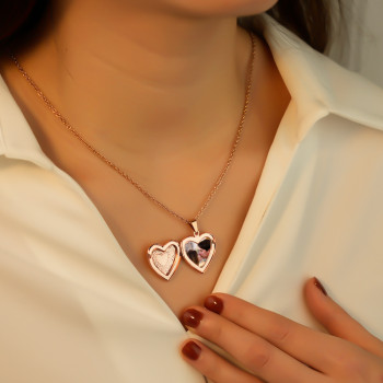 Photo Heart Locket Necklace Photo Heart Locket Necklace