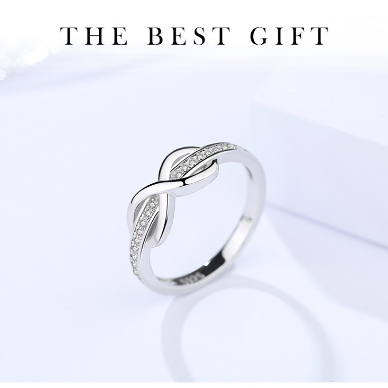 Sterling Silver Cubic Zirconia Infinity Ring Sterling silver cubic zirconia infinity ring gallery image