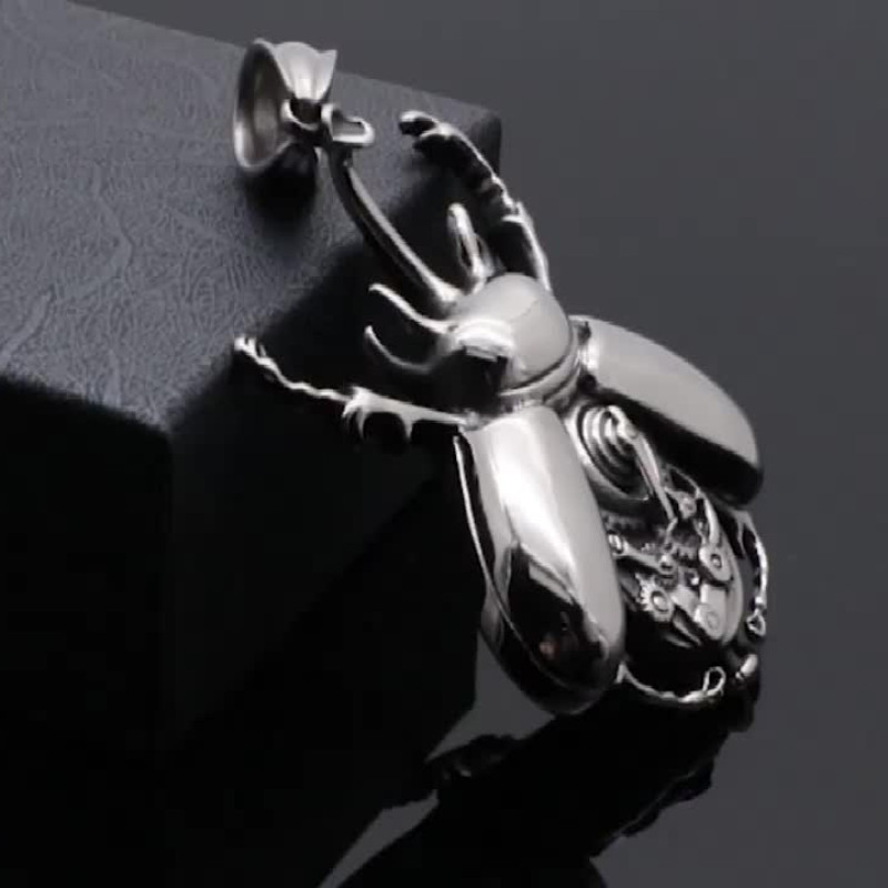Silver scarab beetle necklace video thumbnail
