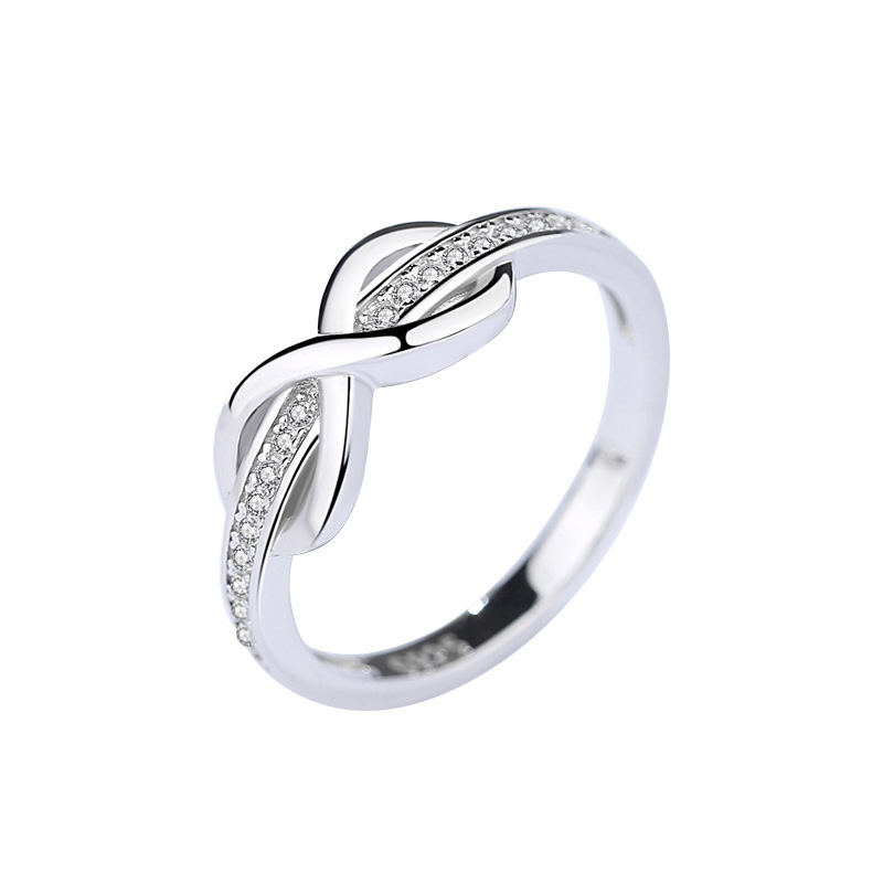 Sterling Silver Cubic Zirconia Infinity Ring Sterling silver cubic zirconia infinity ring gallery image