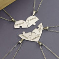 Personalised Penta Heart Puzzle interlocking necklaces