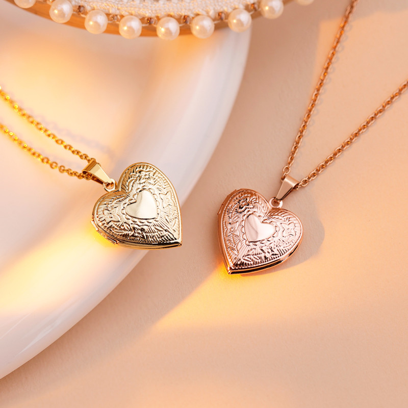 Personalised heart locket necklace for a photo engraving and back message