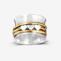 Heart Imprint Personalised Ring with a three-heart two-tone wide-band design