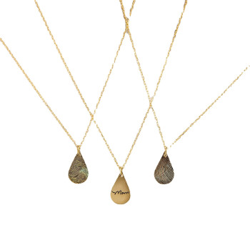 925 Sterling Silver Bespoke FingerPrint TearDrop Pendant 