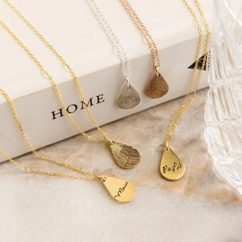 Sterling Silver Fingerprint Teardrop Pendant Personalised sterling silver fingerprint teardrop pendant