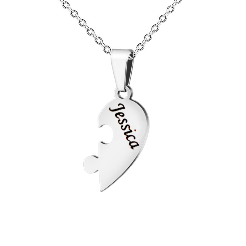 Personalised Penta Heart Puzzle necklace set