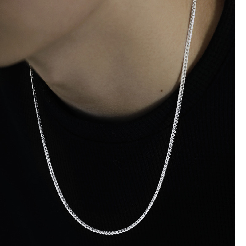 Solid sterling silver 3 mm Cuban link chain necklace