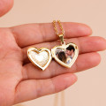 Personalised heart locket necklace for a photo engraving and back message