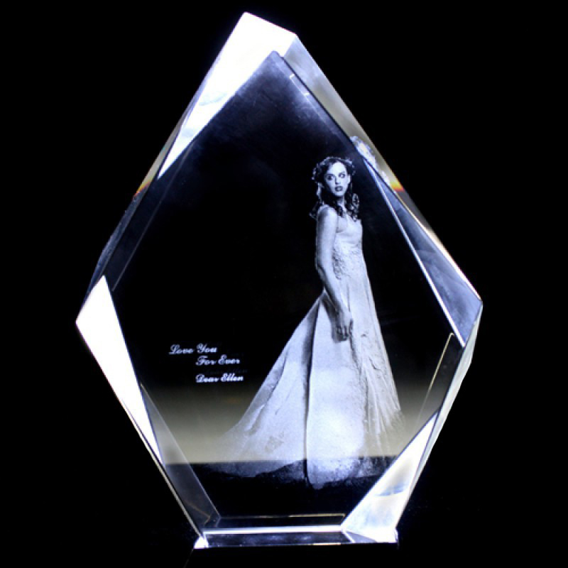 Personalised 2D/3D Photo Engraved Crystal Irregular shape crystal with personalised photo engraving