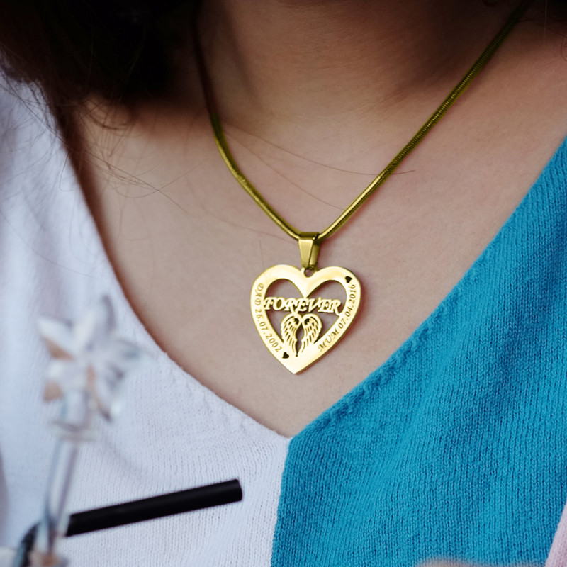 Personalised Angel in My Heart Necklace - 18ct Gold Plated Personalised Angel in My Heart necklace in 18ct gold plated sterling silver