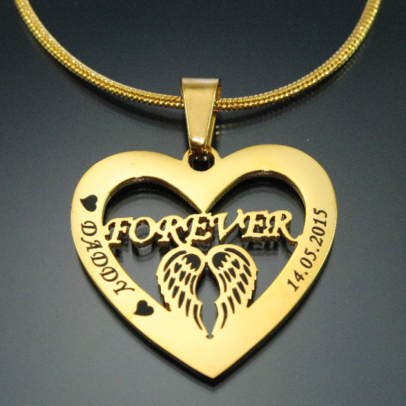 Personalised Angel in My Heart Necklace - 18ct Gold Plated Personalised Angel in My Heart necklace in 18ct gold plated sterling silver
