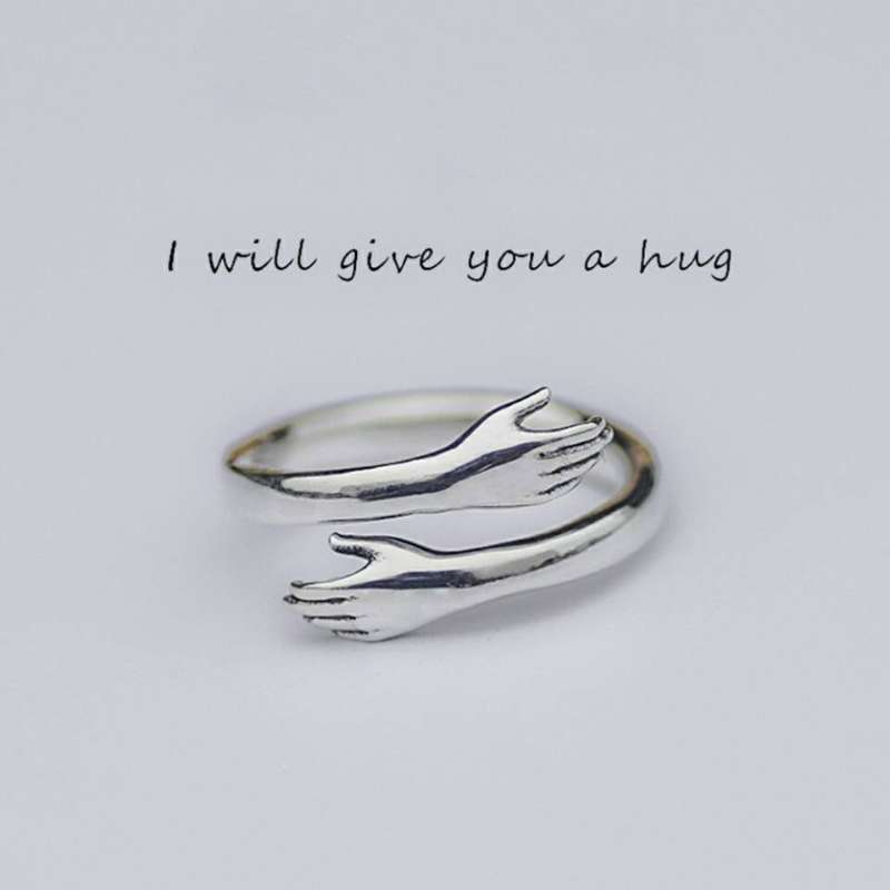 Personalised Two Hands Warm Hug Ring