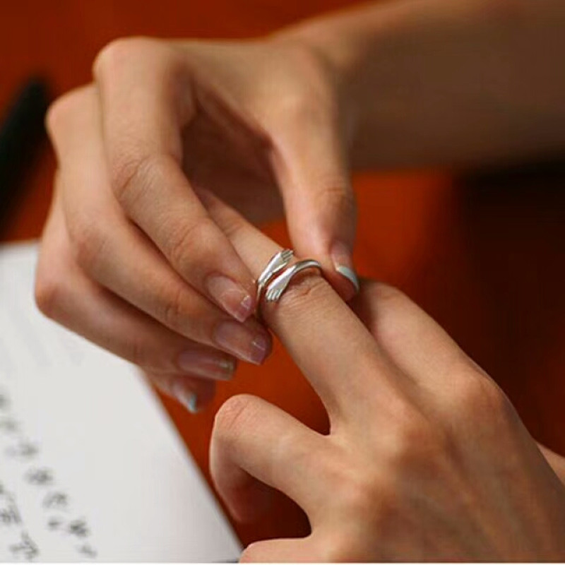 Personalised Two Hands Warm Hug Ring