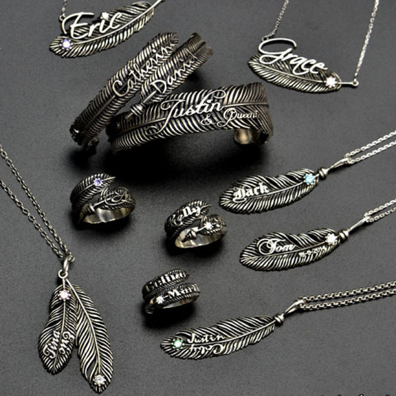 Sterling silver feather pendant jewellery
