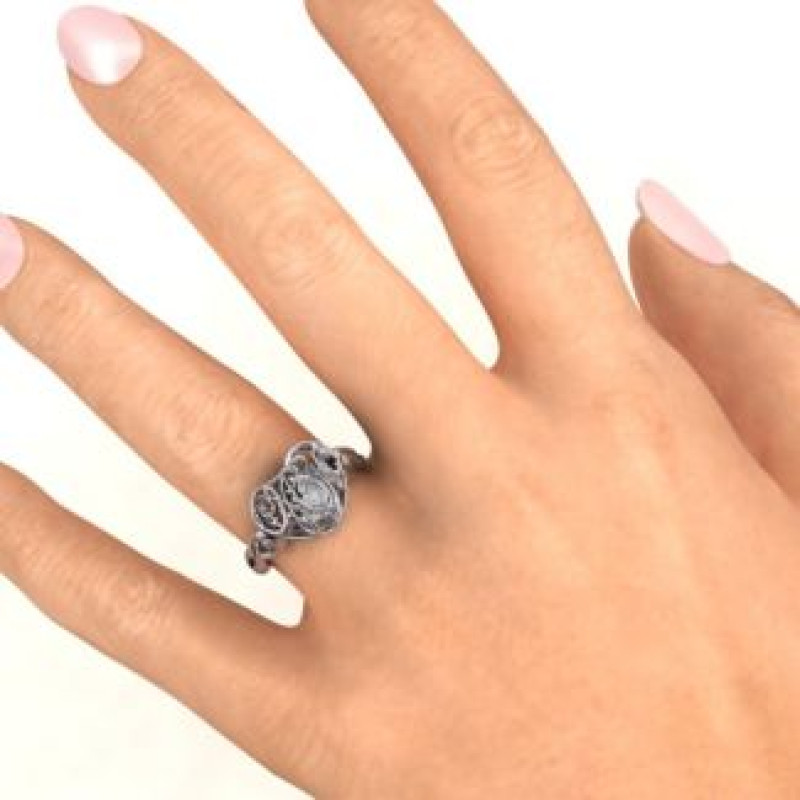 #1 Mom Caged Hearts Ring product detail image