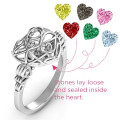 Encased in Love caged hearts ring with butterfly wings band product view