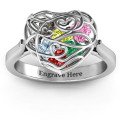 Encased in Love Caged Hearts Ring with Ski Tip Band Encased in Love caged hearts ring with Ski Tip band