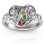 Cursive Mom Caged Hearts Ring with Butterfly Wings Band