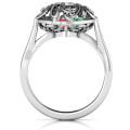 Cursive Mom Caged Hearts Ring with Ski Tip Band Cursive Mom Caged Hearts Ring with Ski Tip Band product view