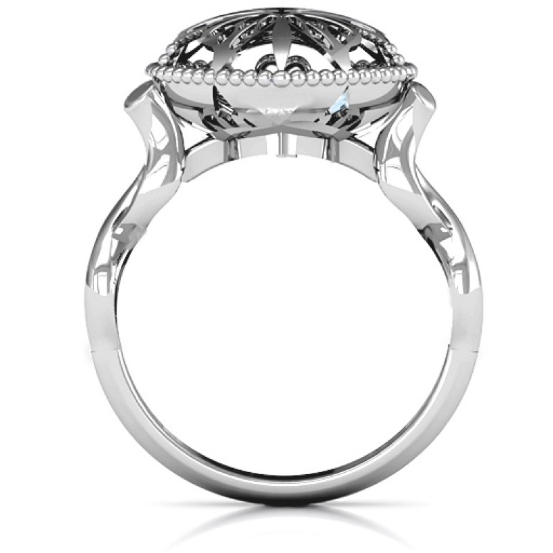 Butterfly Caged Hearts Ring Side View Butterfly caged hearts ring side view