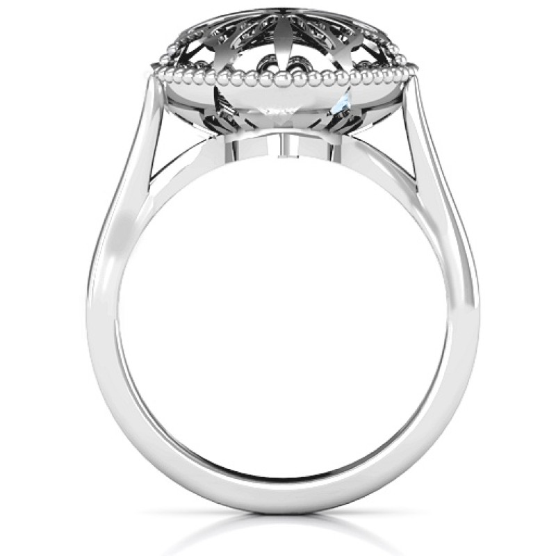Butterfly Caged Hearts Ring with Ski Tip Band