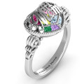 Mom Caged Hearts Ring with Butterfly Wings Band product image