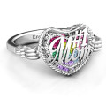 Mom Caged Hearts Ring with Butterfly Wings Band product image