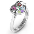 Mom Caged Hearts Ring with Ski Tip Band product image