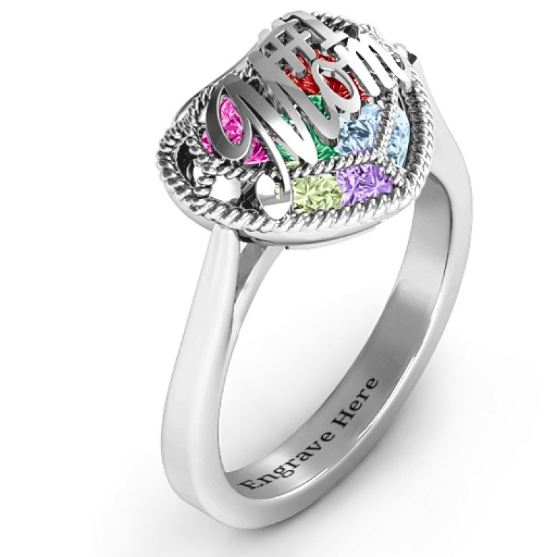 Mom Caged Hearts Ring with Ski Tip Band product image
