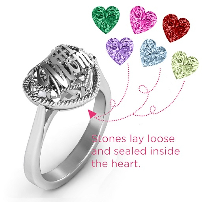 Mom Caged Hearts Ring with Ski Tip Band product image