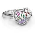 Mom Caged Hearts Ring with Ski Tip Band product image