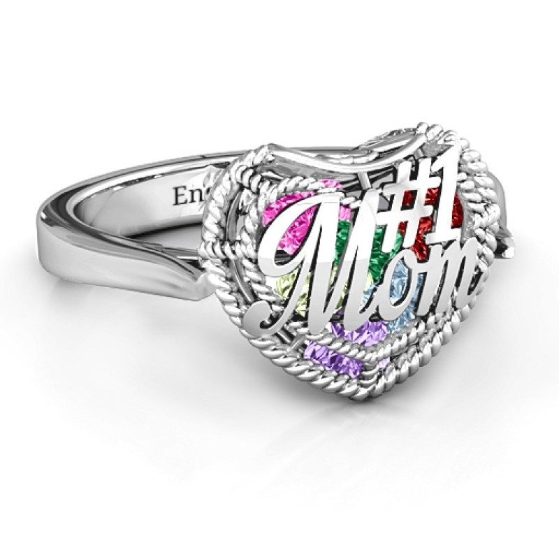Mom Caged Hearts Ring with Ski Tip Band product image