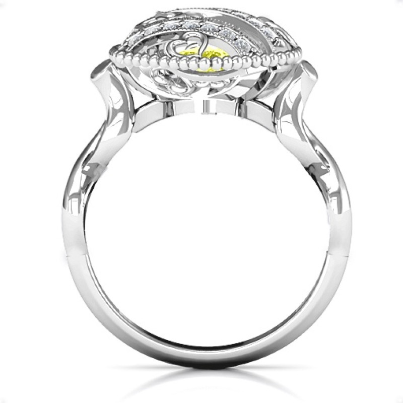 Caged Hearts Ring Stone Cage Caged hearts ring with heart stone cage