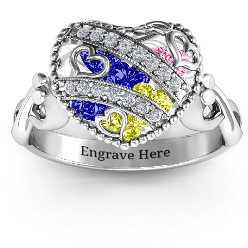 Caged Hearts Ring with Infinity Band Caged hearts ring with infinity band