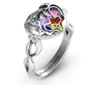 Mother and Child Caged Hearts Ring with Infinity Band Mother and Child Caged Hearts Ring with Infinity Band product image