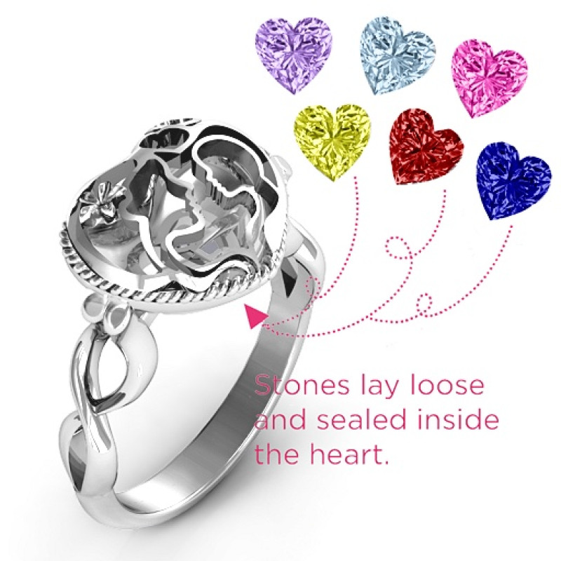 Mother and Child Caged Hearts Ring with Infinity Band Mother and Child Caged Hearts Ring with Infinity Band product image