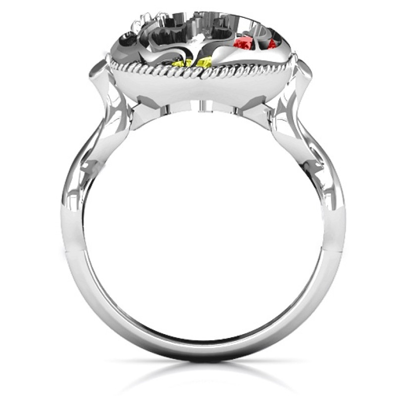 Mother and Child Caged Hearts Ring with Infinity Band Mother and Child Caged Hearts Ring with Infinity Band product image