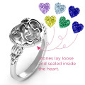 Mother and Child Caged Hearts Ring with Butterfly Wings Band Mother and Child Caged Hearts Ring with Butterfly Wings Band
