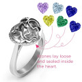 Mother and Child Caged Hearts Ring Detail Mother and Child Caged Hearts Ring detail view